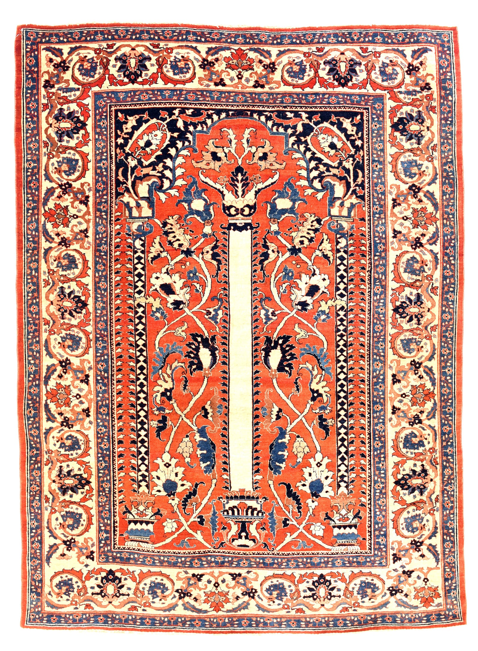 Antique Rust Tabriz Haji Jalili Persian Area Rug