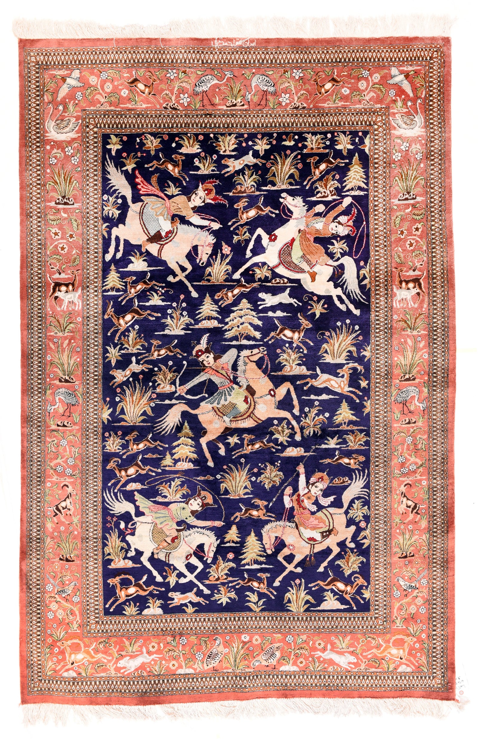 Excellent Red Qum Persian Area Rug