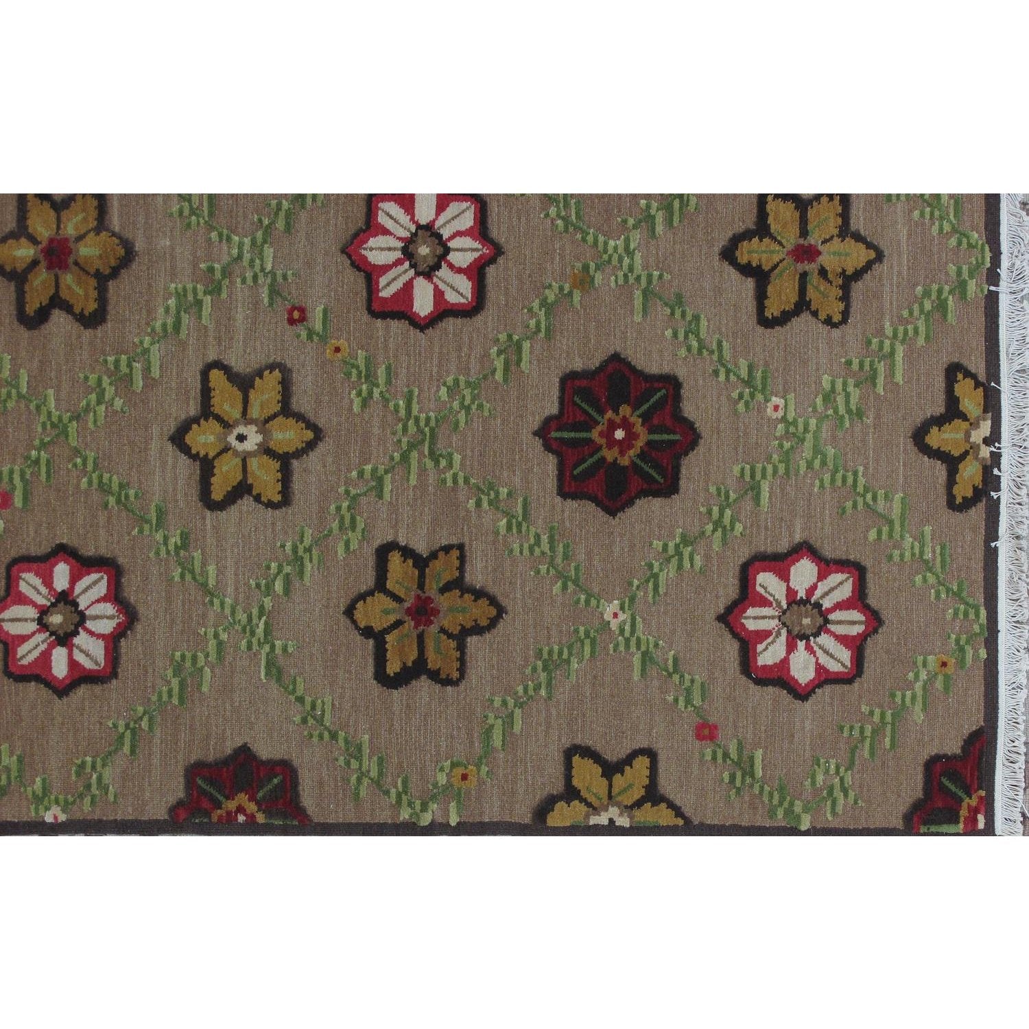 Soumak Design Hand Woven Wool Rug - 6' X 9'