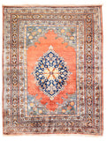 Antique Salmon Persian Silk Tabriz Haji Jalili Area Rug