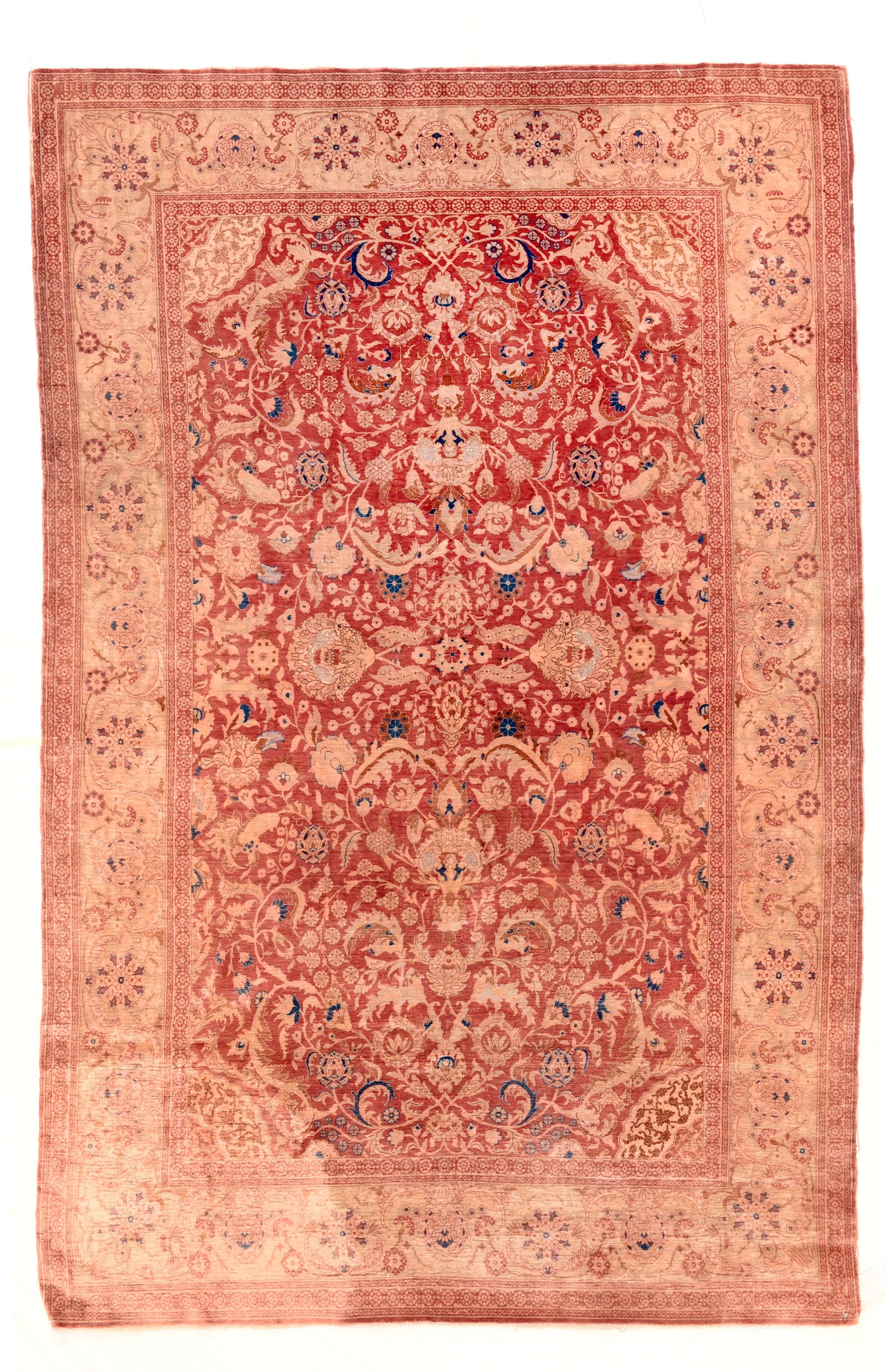 Antique Rose Turkish Silk Herekeh Signed Area Rug