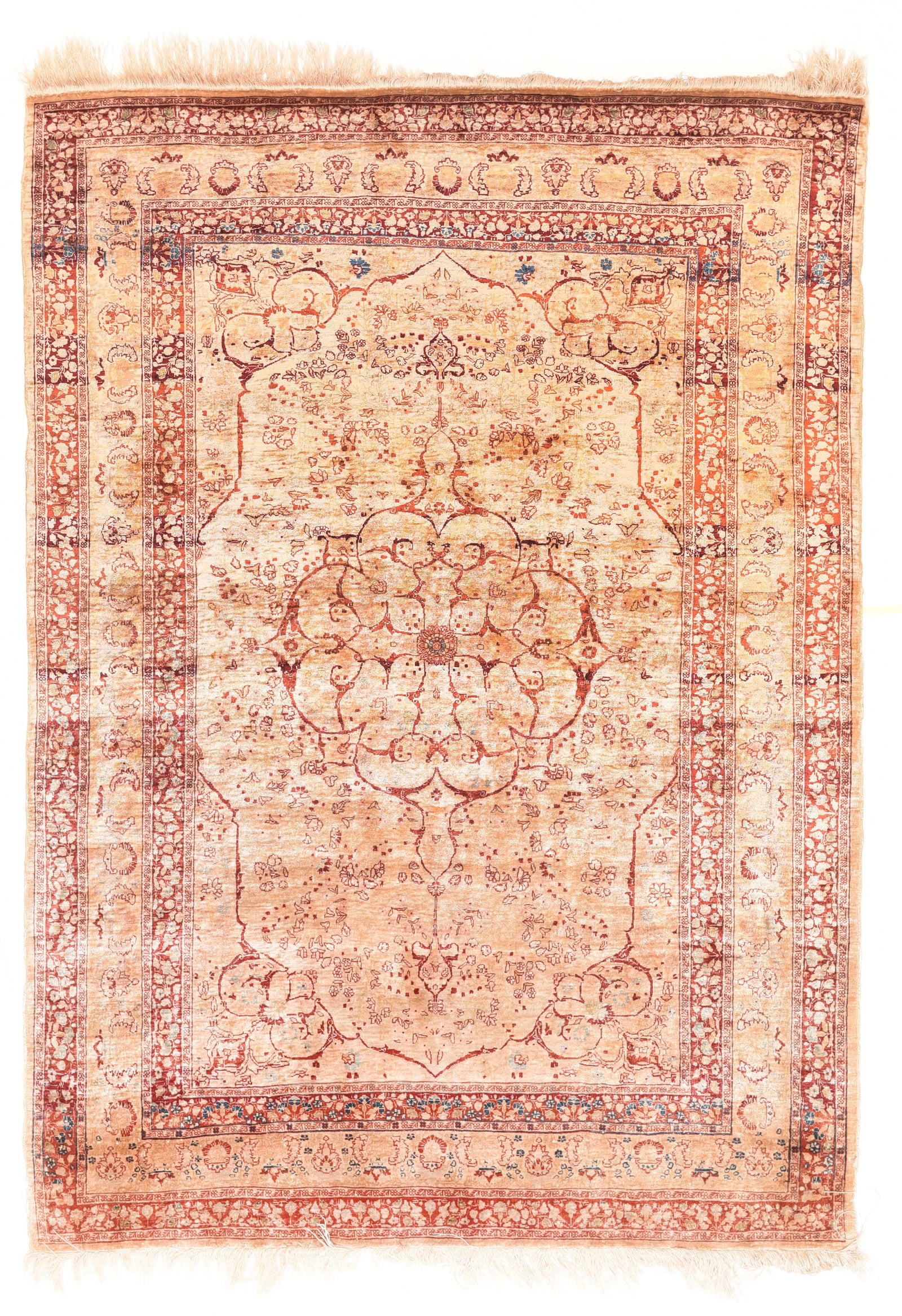 Antique Beige Tabriz Haji Jalili Persian Area Rug