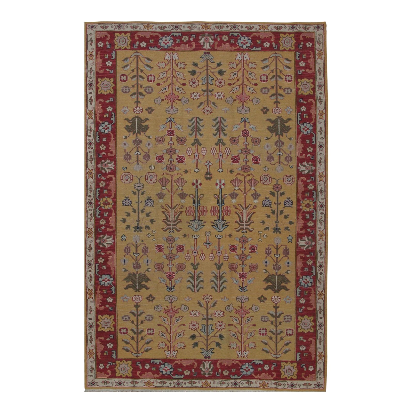 Soumak Design Hand Woven Wool Rug - 6' X 9'