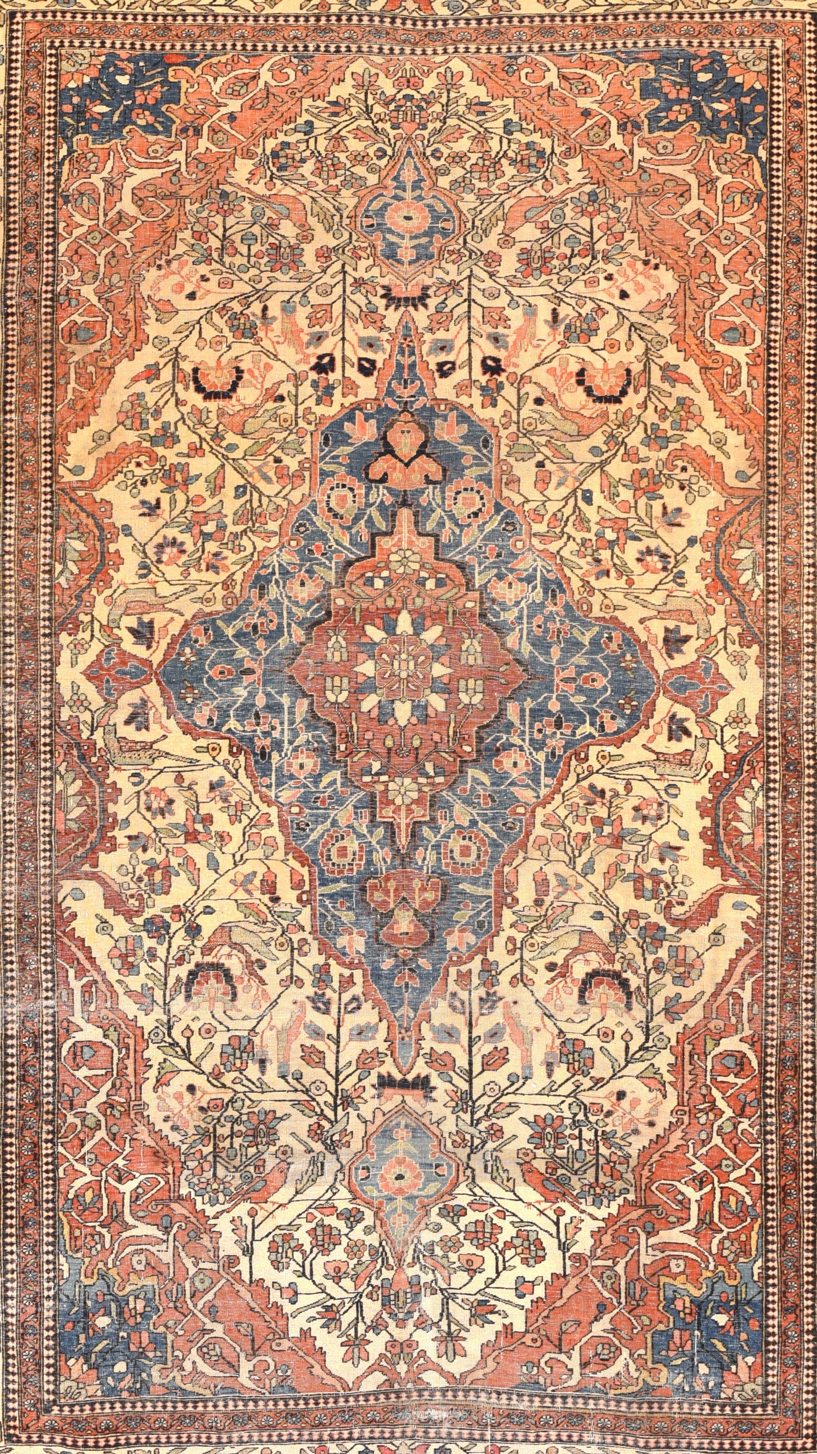Antique Mohtasham Kashan Persian Area Rug