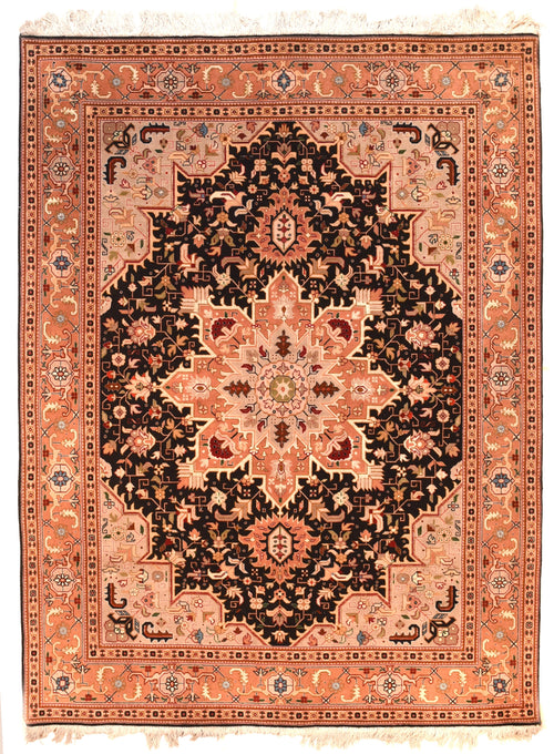 Excellent Salmon Persian Tabriz Area Rug