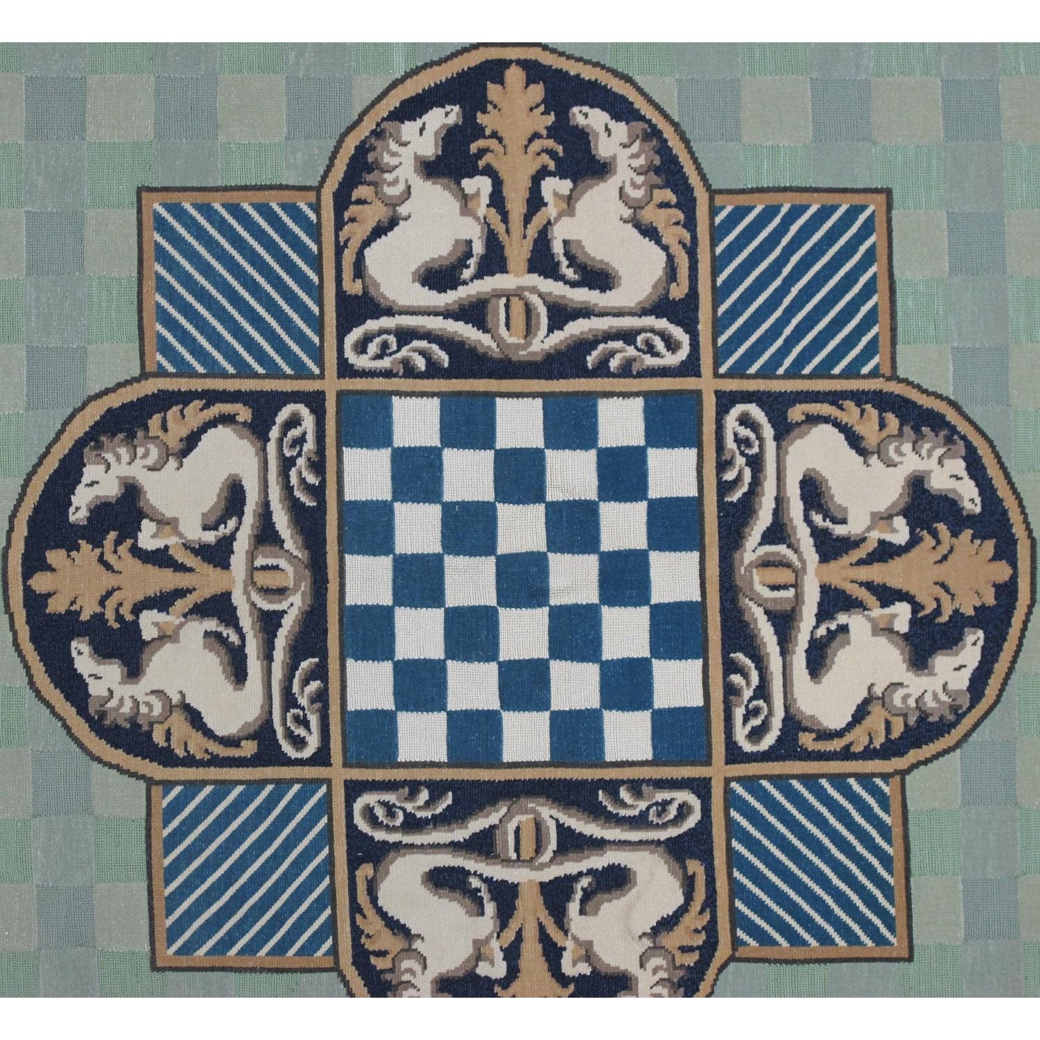 Soumak Design Hand Woven Wool Rug - 6' X 9'