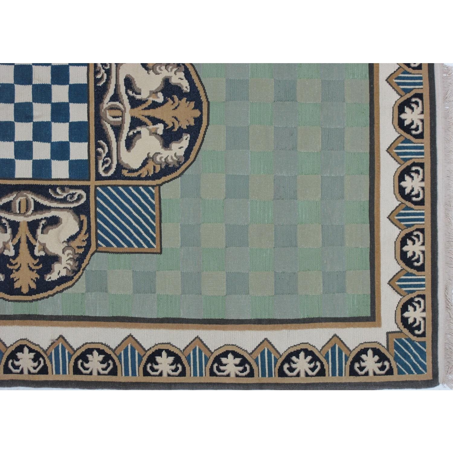 Soumak Design Hand Woven Wool Rug - 6' X 9'