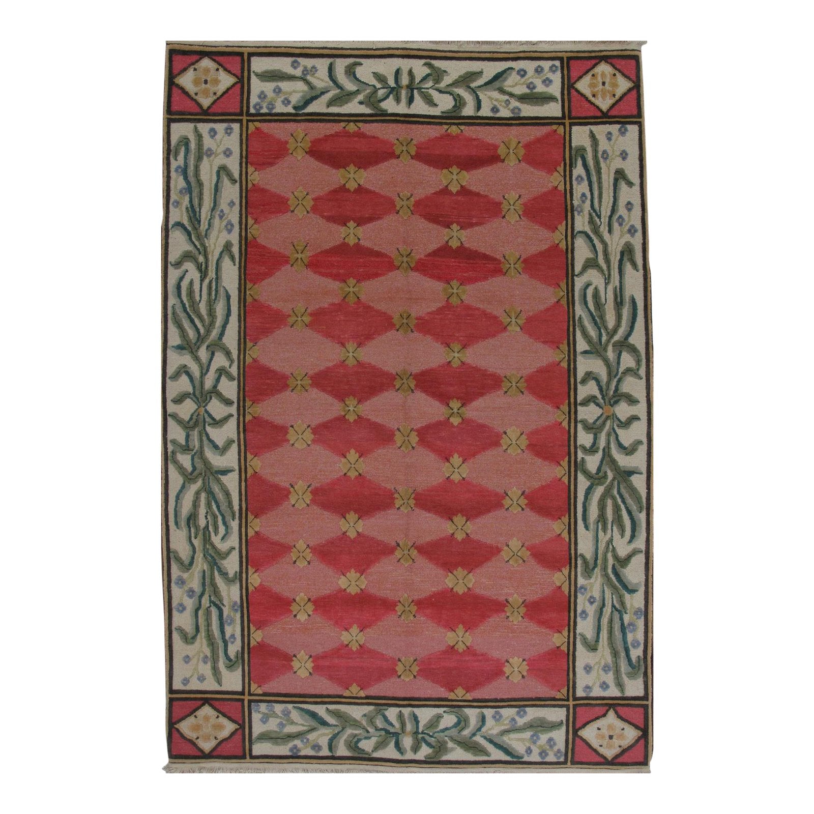 Soumak Design Hand Woven Wool Rug - 6' X 9'