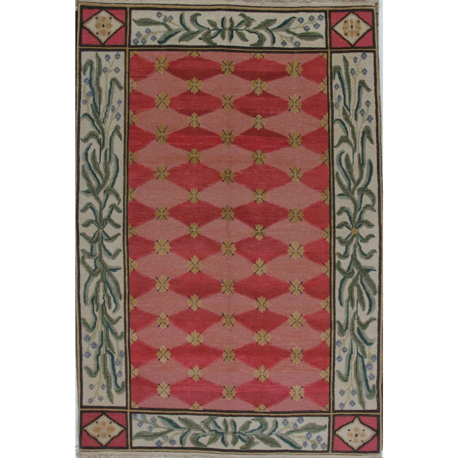 Soumak Design Hand Woven Wool Rug - 6' X 9'