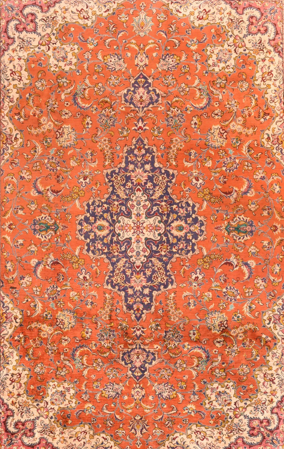 Vintage Persian Qum Area Rug