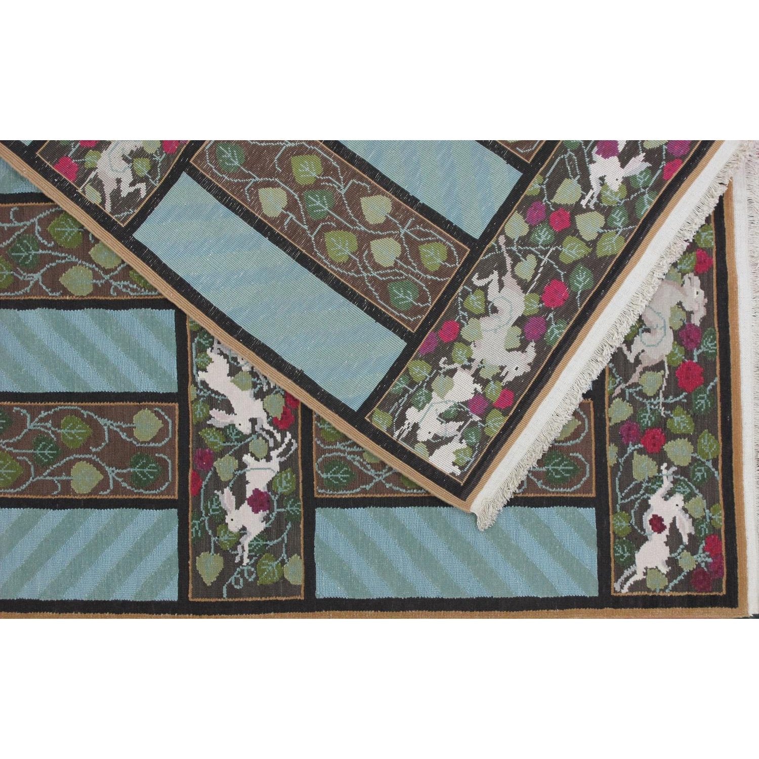 Soumak Design Hand Woven Wool Rug - 6' X 9'