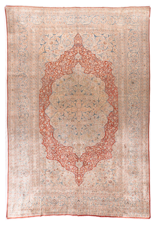 Antique Ivory Tabriz Haji Jalili Persian Area Rug