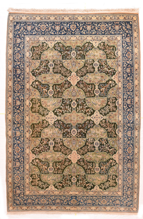 Antique Green Nain Habibian Persian Area Rug
