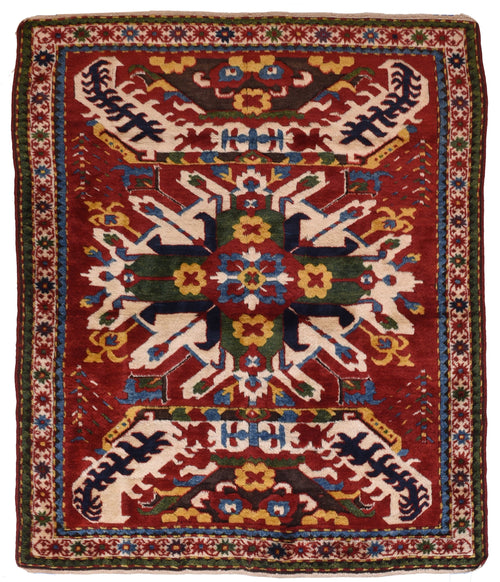 Antique Red Kazak Caucasian Russian Area Rug