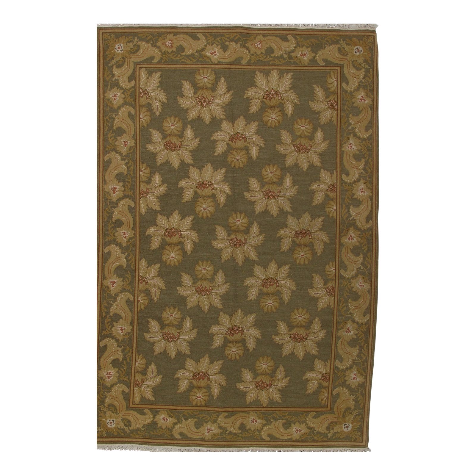 Soumak Design Hand Woven Wool Rug - 6' X 9'