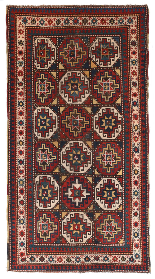 Antique Red Kazak Russain Area Rug