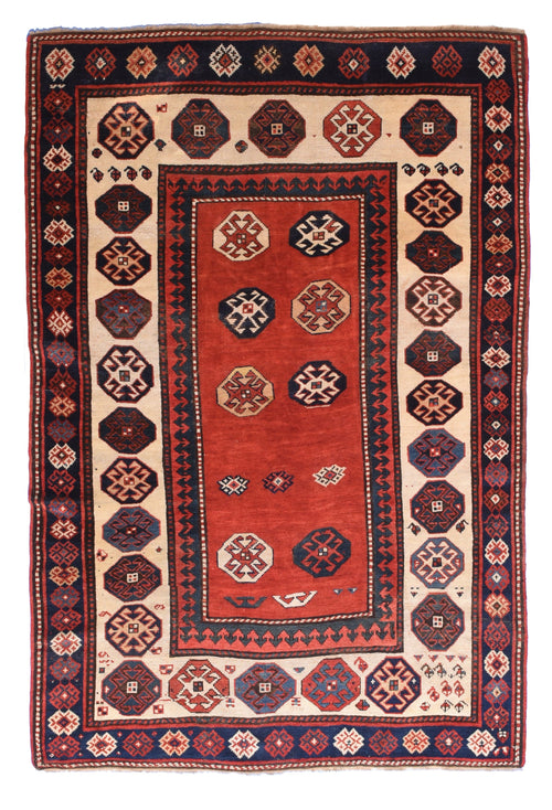 Antique Red Kazak Russain Area Rug
