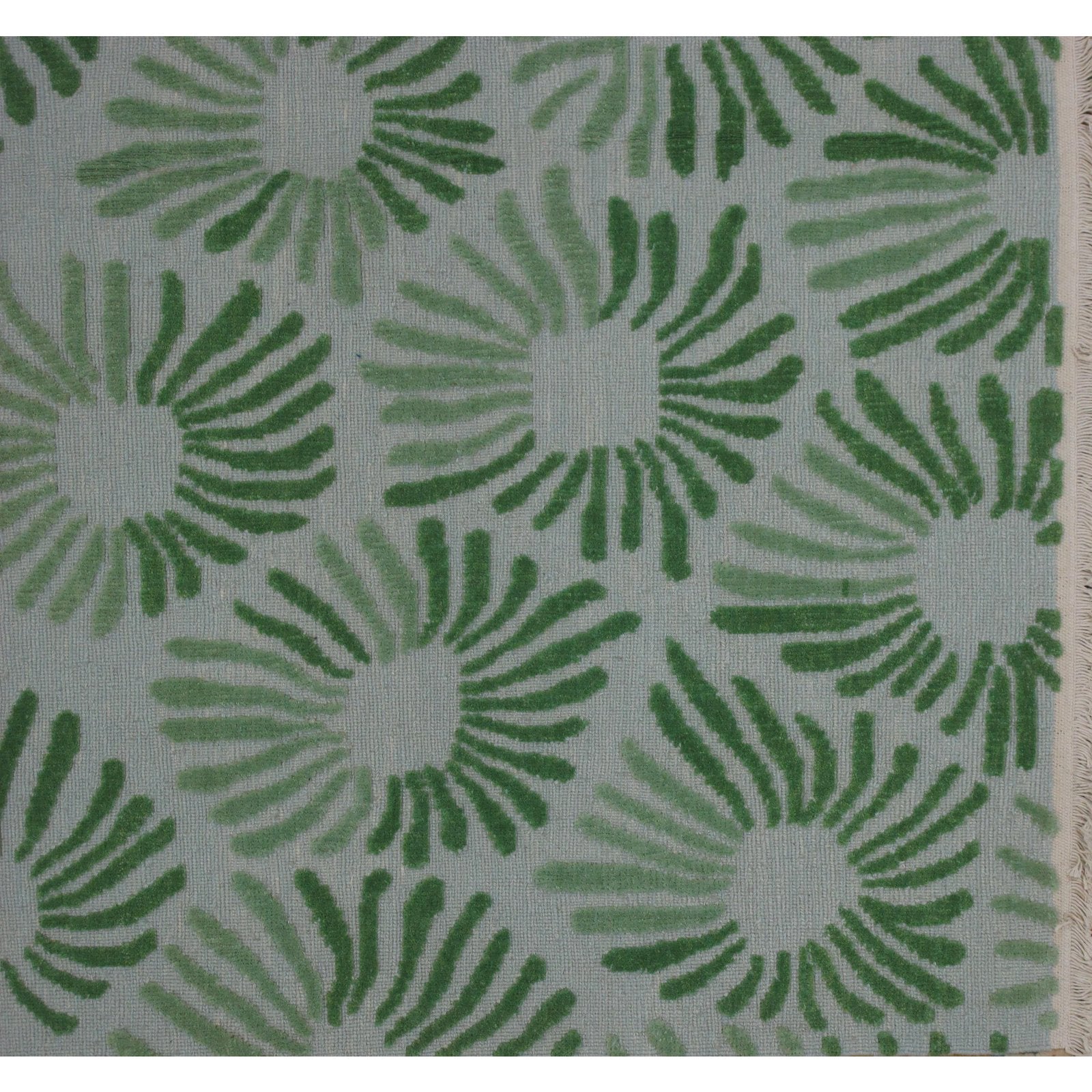 Soumak Design Hand Woven Blue Wool Rug - 6' X 9'