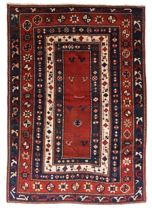 Antique Red Kazak Russain Area Rug