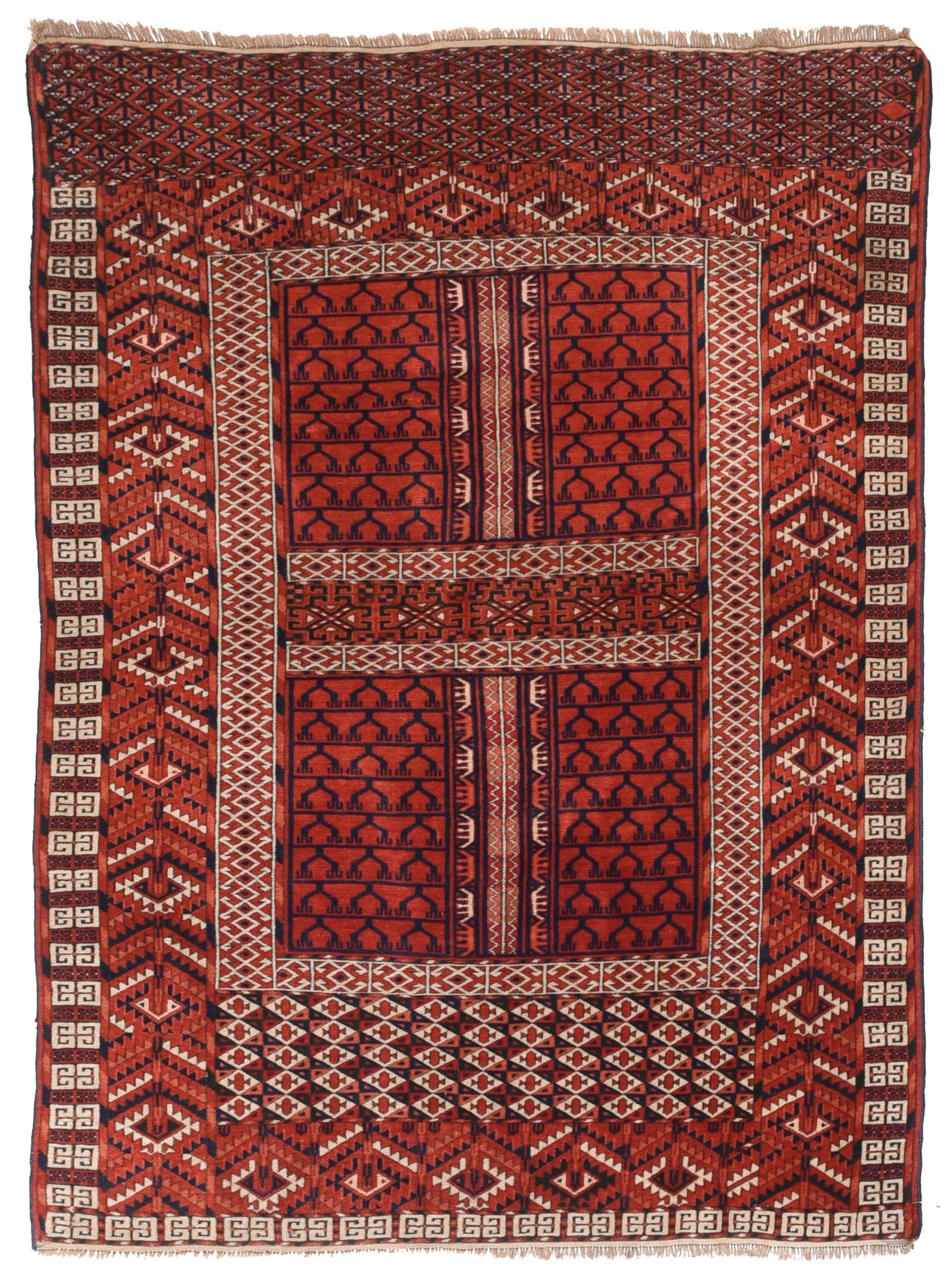 Antique Red Kachli Bukhara Russian Area Rug