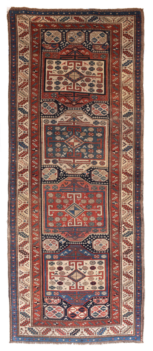 Antique Red Caucasian Russian Area Rug