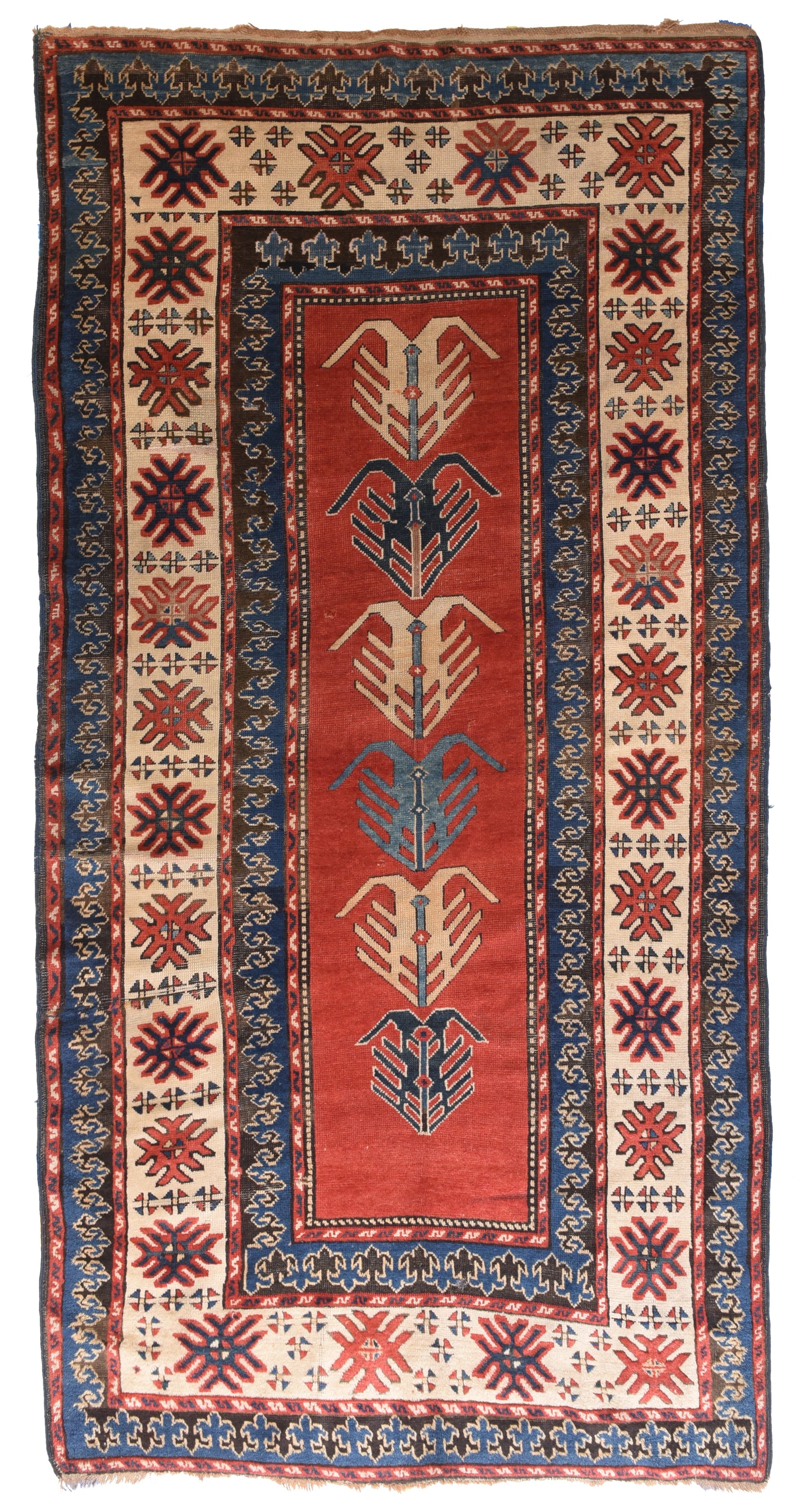 Antique Red Kazak Russian Area Rug