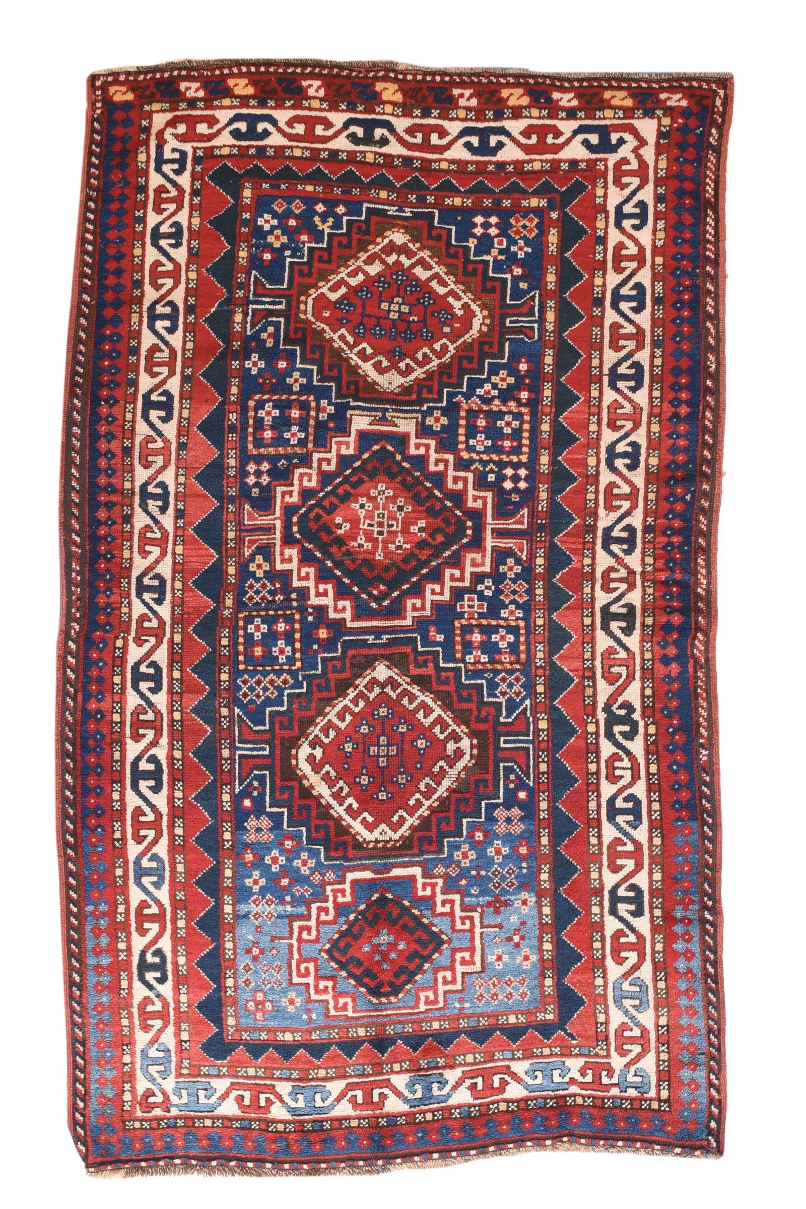 Antique Blue Kazak Russian Area Rug