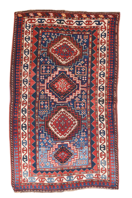 Antique Blue Kazak Russian Area Rug