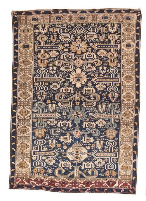Antique Ivory Shirvan-Zeyhore Russian Area Rug