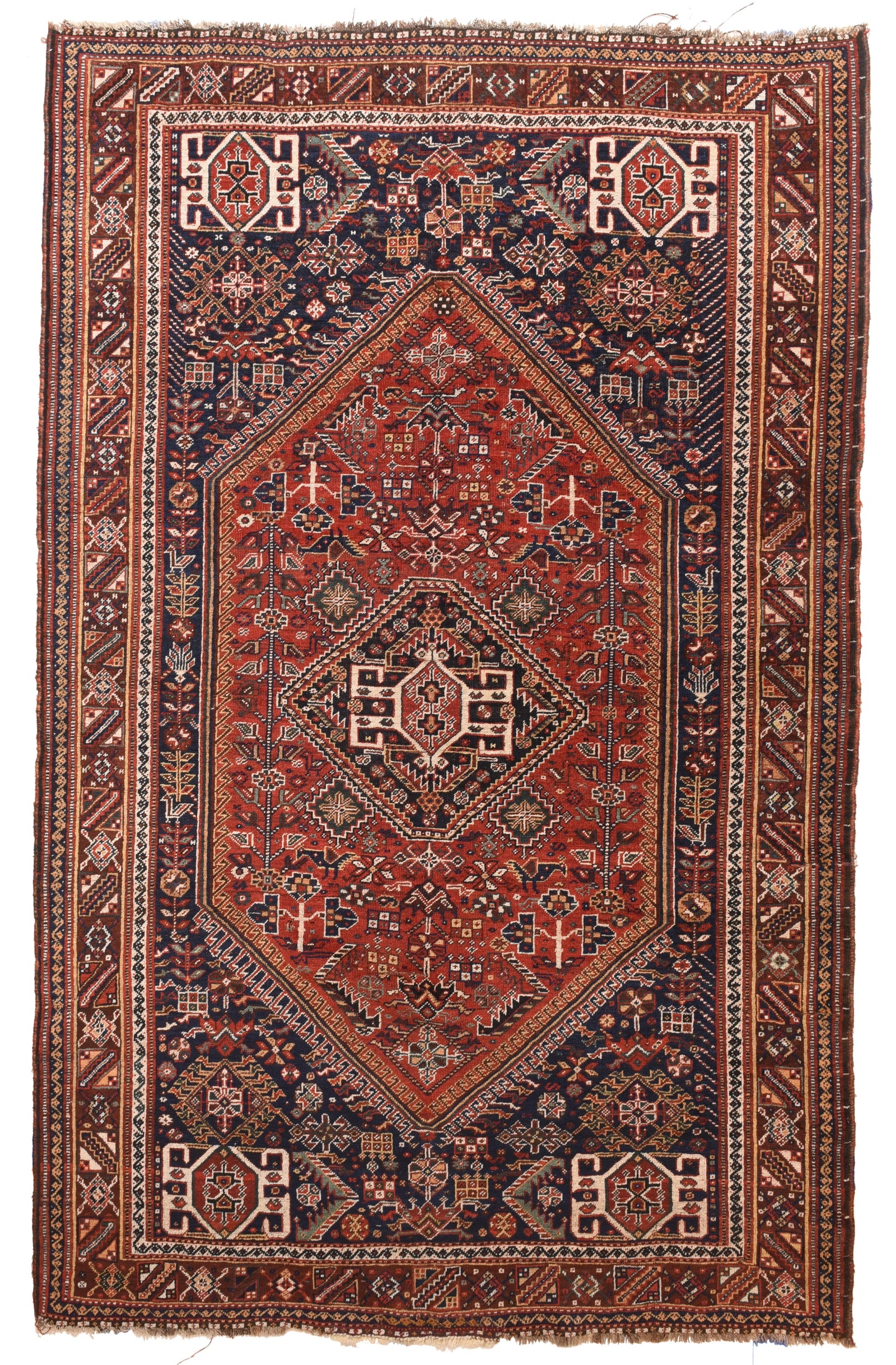 Antique Red Qashqai/Kashkai/Gashghai Persian Tribal Area Rug