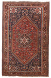 Antique Red Qashqai/Kashkai/Gashghai Persian Tribal Area Rug