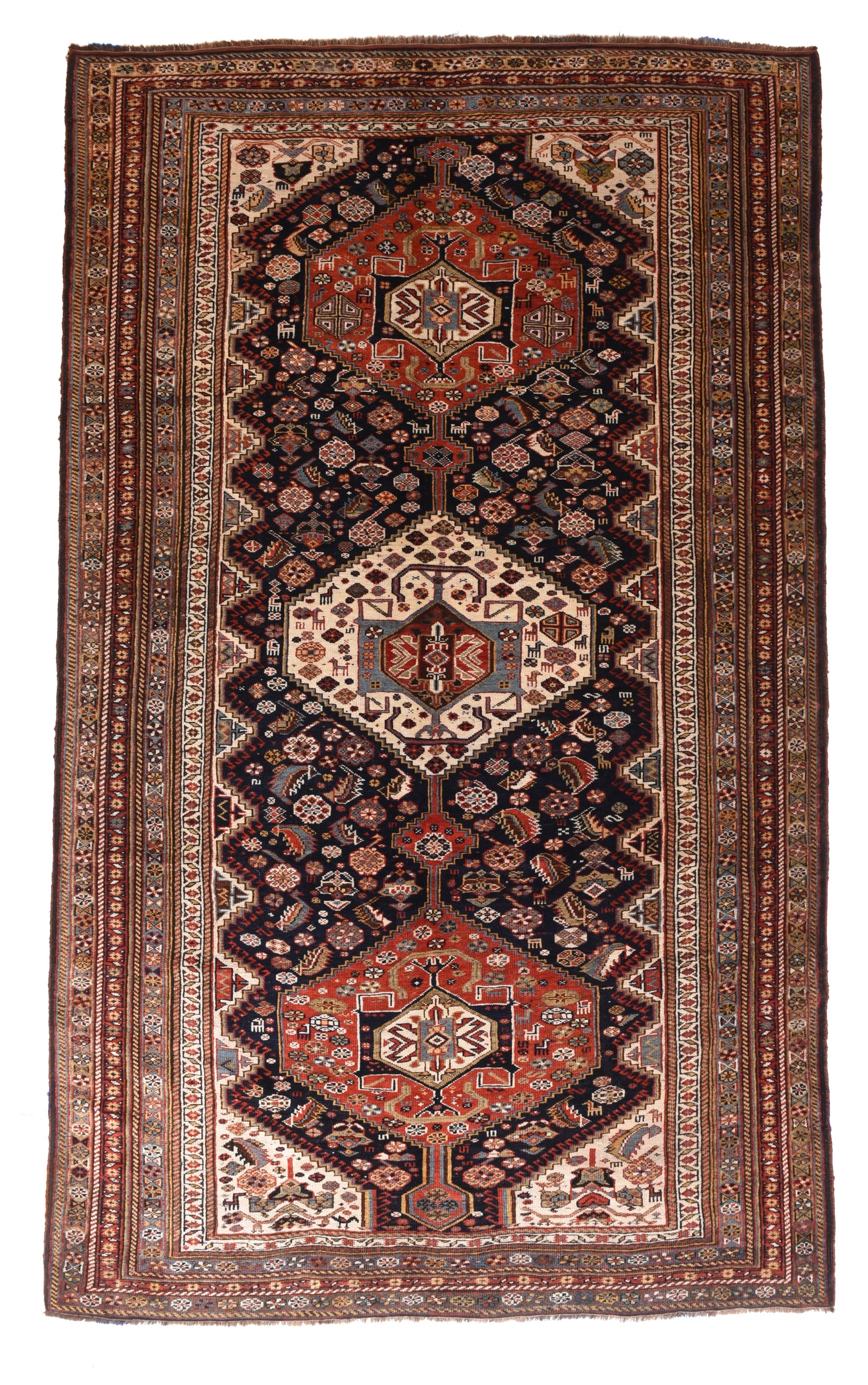 Antique Brown Khamseh Tribal Persian Area Rug