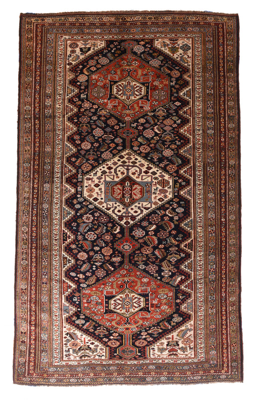 Antique Brown Khamseh Tribal Persian Area Rug