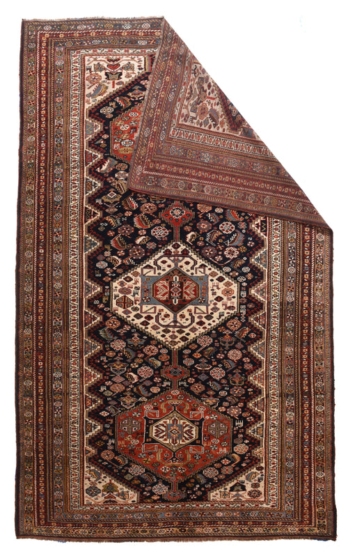 Antique Khamseh Tribal Persian Area Rug
