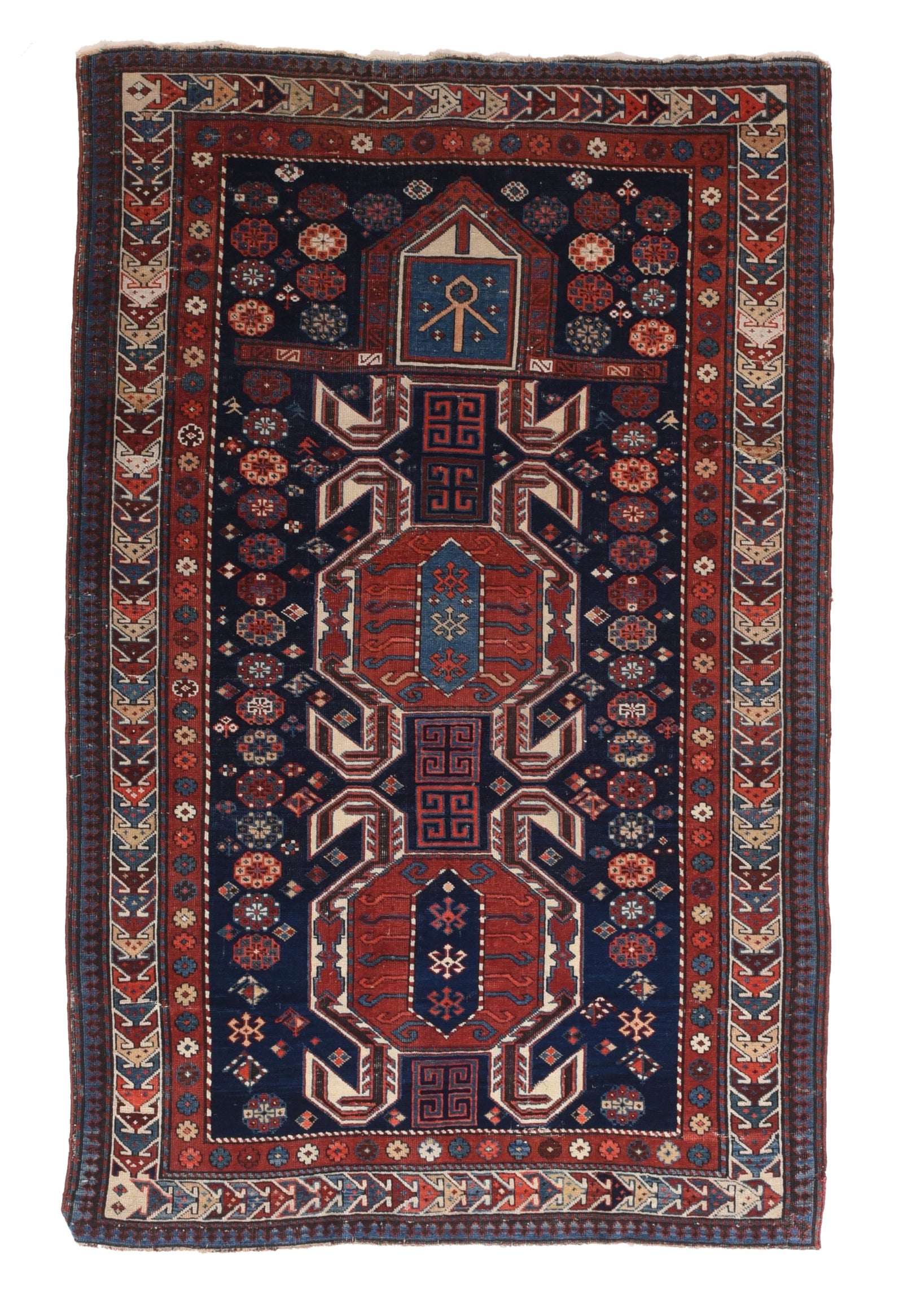 Antique Red Shirvan Russian Area Rug
