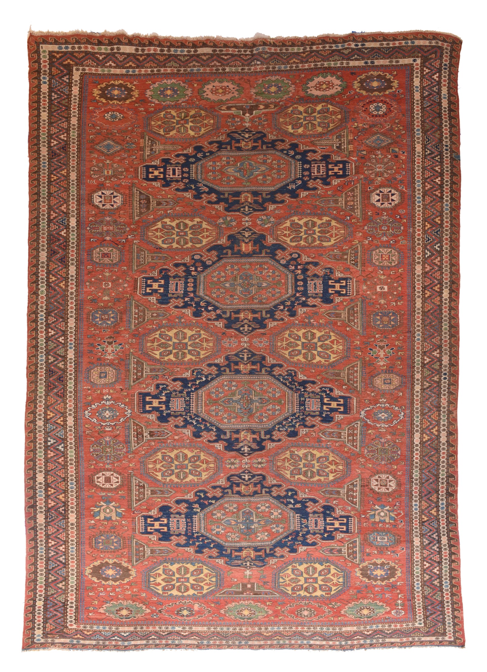 Antique Red Soumak Russian Area Rug