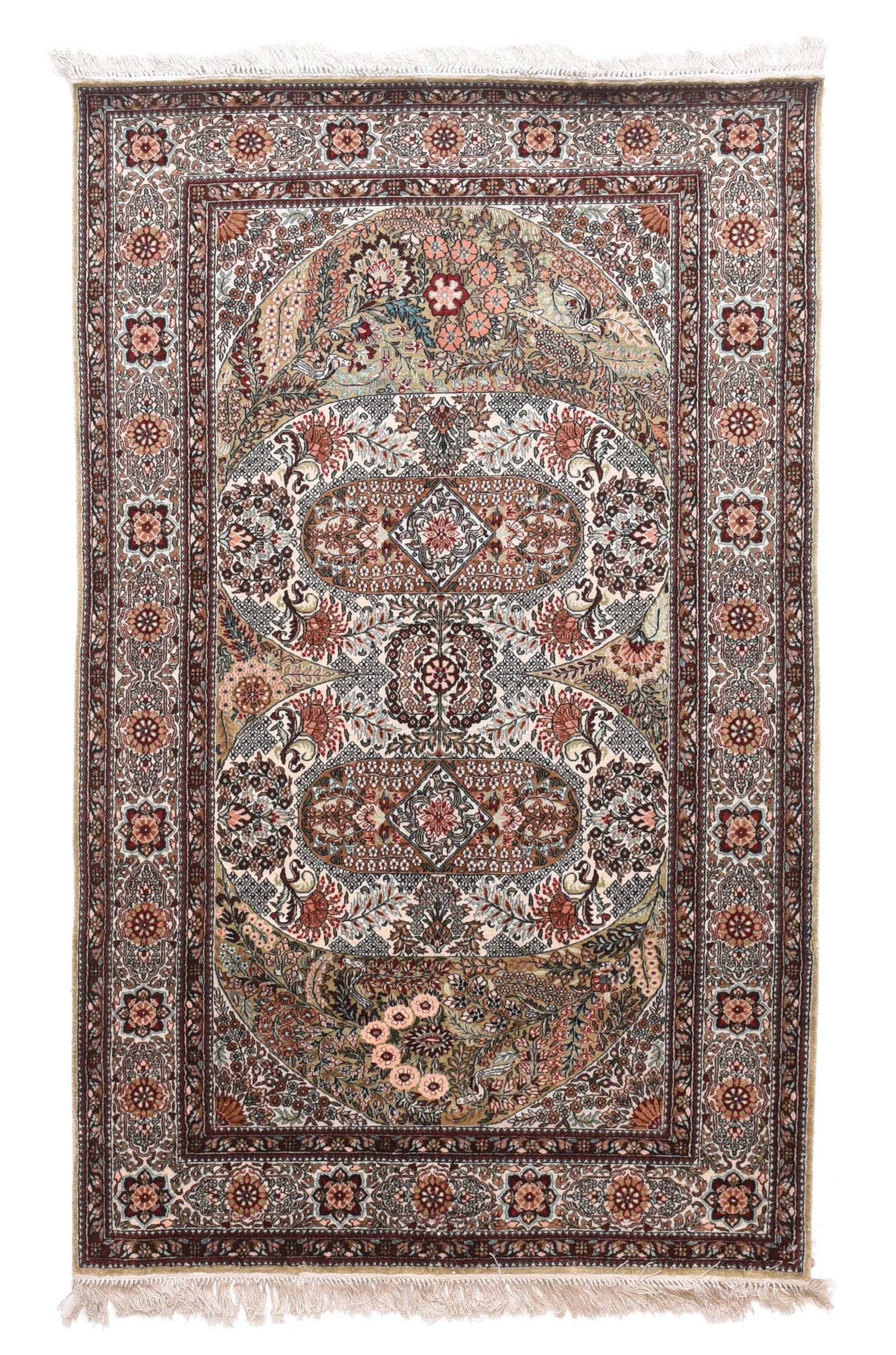 Vintage Red Qum Persian Area Rug