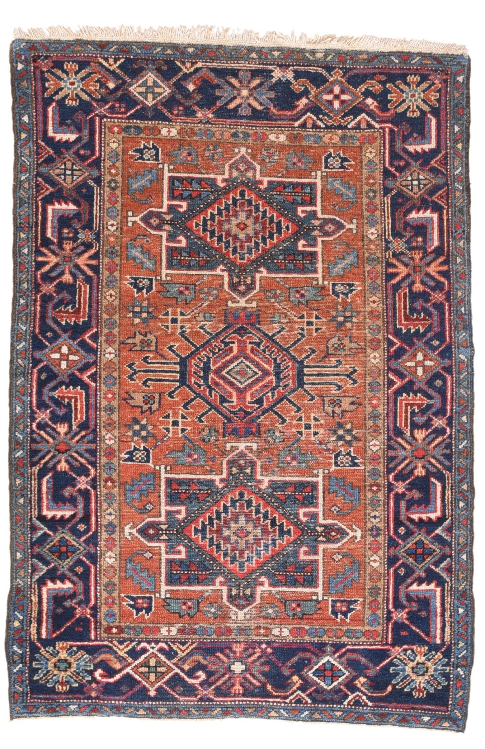 Antique Rust Heriz Persian Area Rug