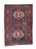 Antique Navy Karajeh Heriz Persian Area Rug