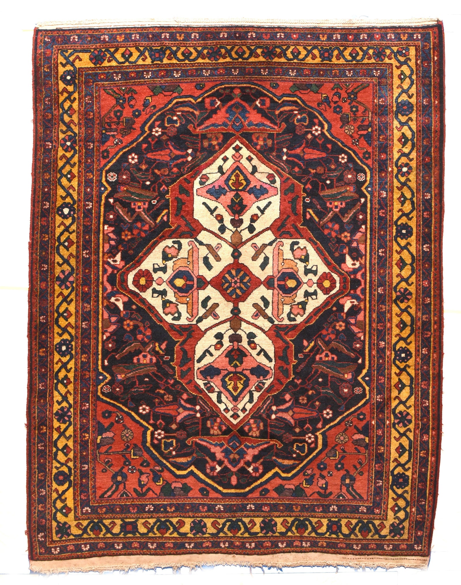 Antique Red Bakhtiari Persian Area Rug