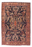 Antique Black Mohajeran Sarouk Persian Area Rug
