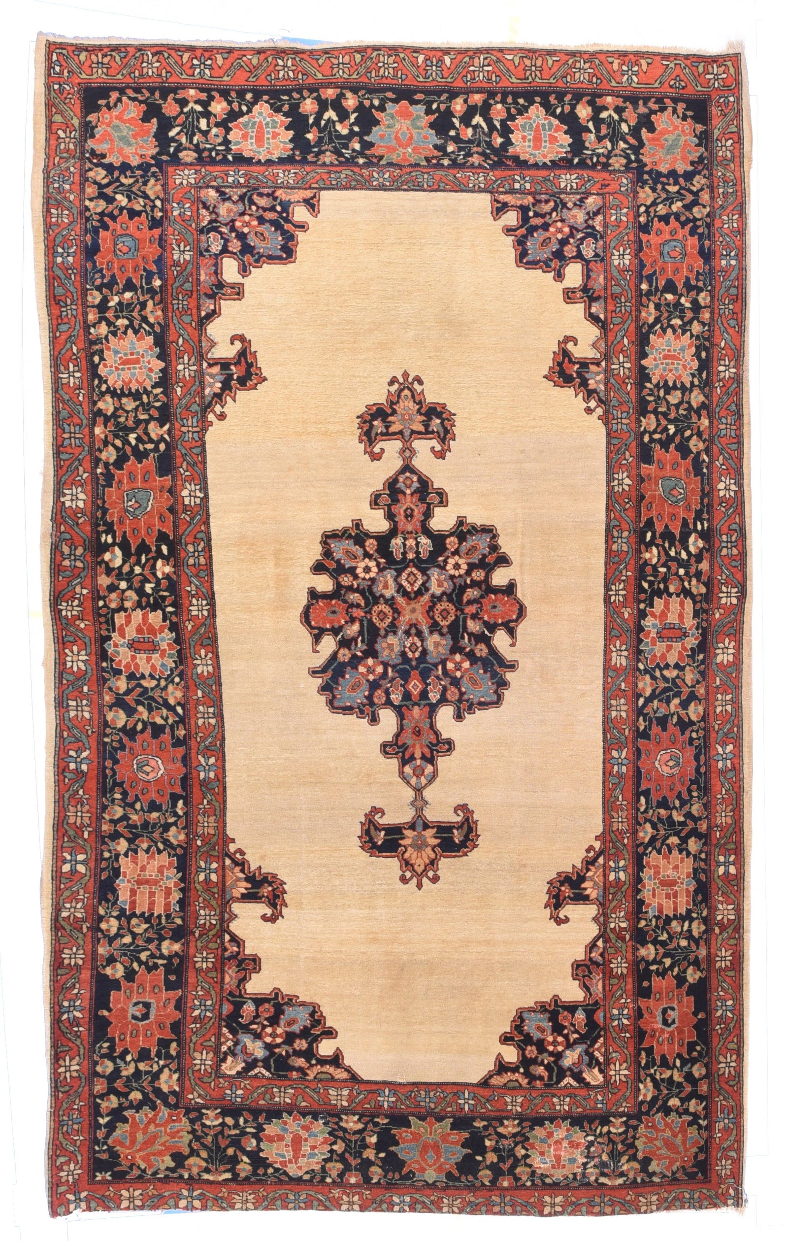 Antique Beige Farahan Sarouk Persian Area Rug