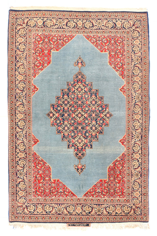 Semi Antique Red Qum Persian Area Rug