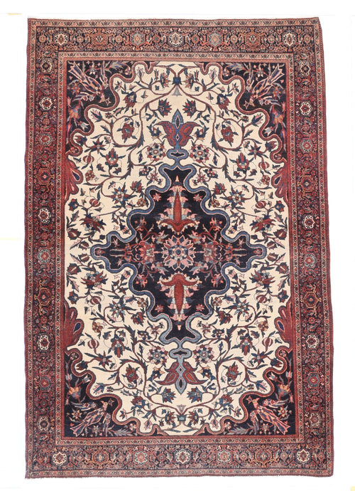 Antique Ivory field Farahan Sarouk Persian Area Rug