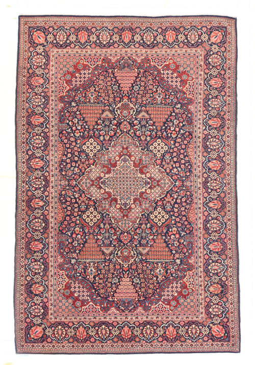 Antique Red Kashan Dabir Persian Area Rug