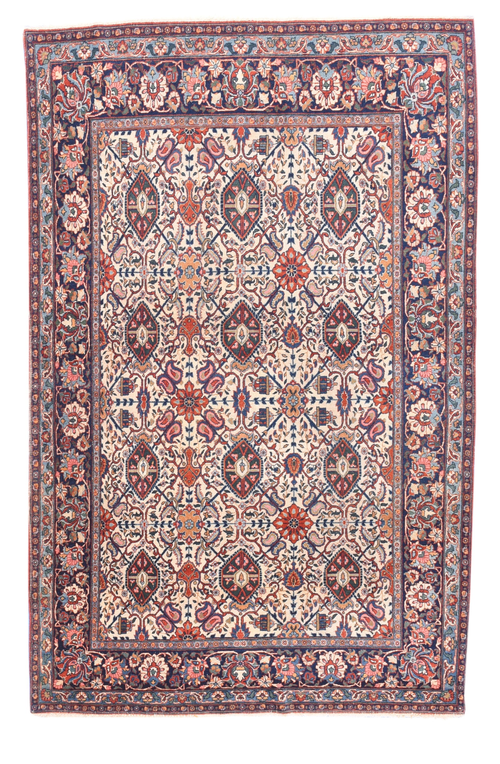 Antique Red Kashan Dabir Persian Area Rug