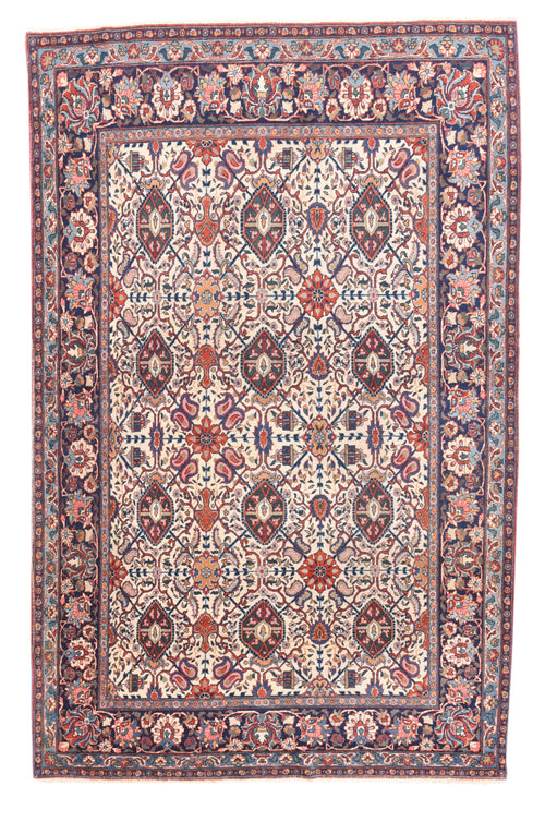 Antique Red Kashan Dabir Persian Area Rug