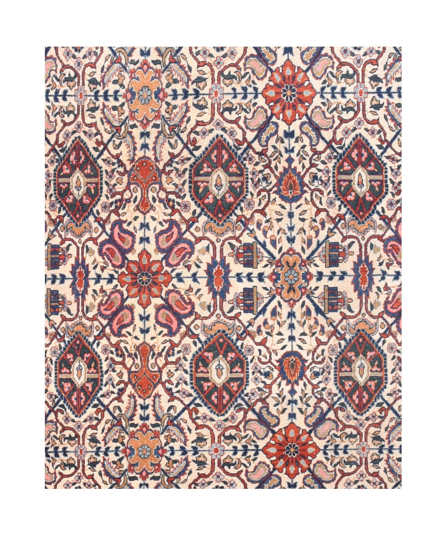 Antique Kashan Dabir Persian Area Rug