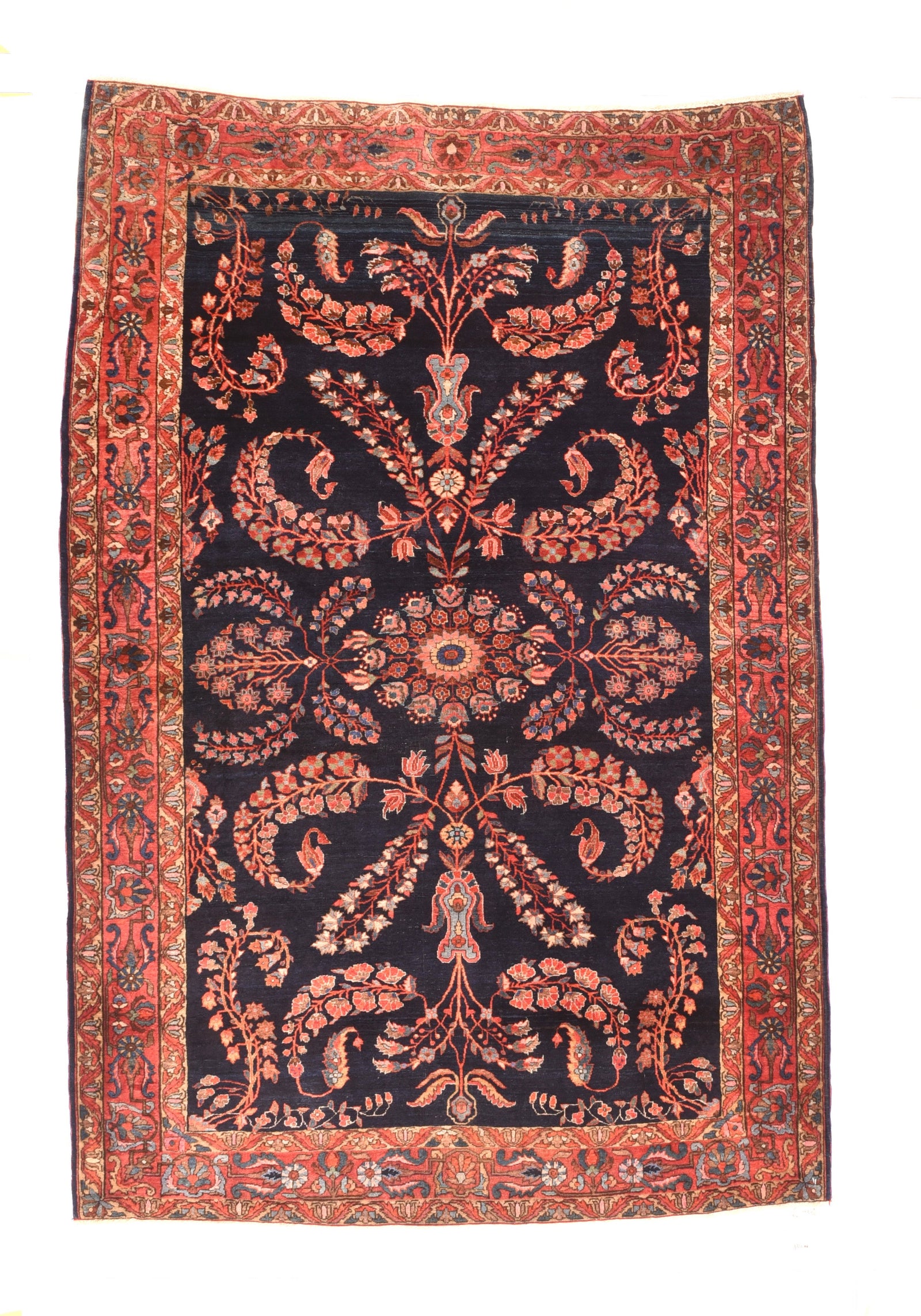 Antique Rust Mohajeran Sarouk Persian Area Rug