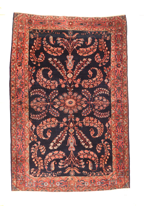 Antique Rust Mohajeran Sarouk Persian Area Rug